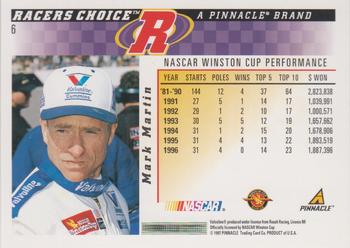 1997 Pinnacle Racer's Choice - Showcase Series #6 Mark Martin Back