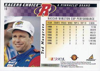 1997 Pinnacle Racer's Choice - Showcase Series #16 Ted Musgrave Back