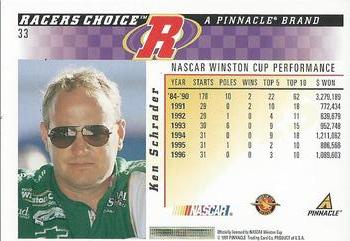 1997 Pinnacle Racer's Choice - Showcase Series #33 Ken Schrader Back