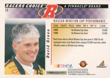 1997 Pinnacle Racer's Choice - Showcase Series #35 David Green Back