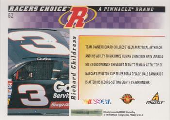 1997 Pinnacle Racer's Choice - Showcase Series #62 Dale Earnhardt's Car Back