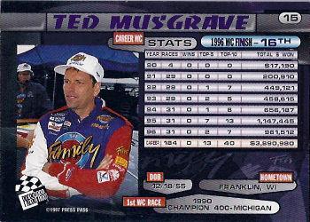 1997 Press Pass - Lasers #15 Ted Musgrave Back