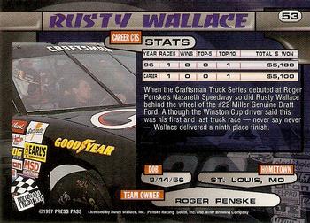 1997 Press Pass - Torquers #53 Rusty Wallace Back