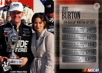 1997 Press Pass VIP - Explosive #3 Jeff Burton Back