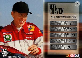 1997 Press Pass VIP - Explosive #5 Ricky Craven Back