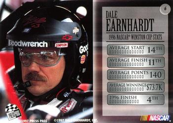 1997 Press Pass VIP - Explosive #6 Dale Earnhardt Back