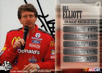 1997 Press Pass VIP - Explosive #7 Bill Elliott Back
