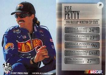 1997 Press Pass VIP - Explosive #19 Kyle Petty Back