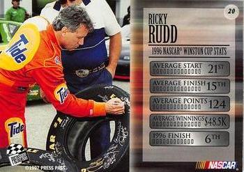 1997 Press Pass VIP - Explosive #20 Ricky Rudd Back