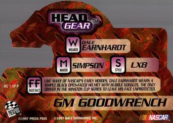 1997 Press Pass VIP - Head Gear Die Cuts #HG 1 Dale Earnhardt Back
