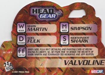 1997 Press Pass VIP - Head Gear Die Cuts #HG 5 Mark Martin Back