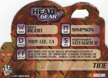 1997 Press Pass VIP - Head Gear Die Cuts #HG 7 Ricky Rudd Back