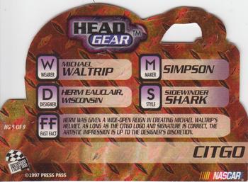1997 Press Pass VIP - Head Gear Die Cuts #HG 9 Michael Waltrip Back