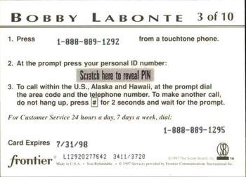 1997 Score Board Racing IQ - $10 Phone Cards #3 Bobby Labonte Back