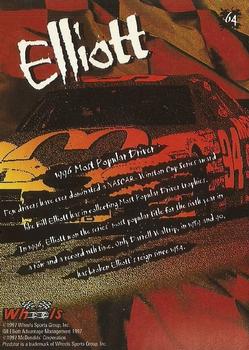1997 Wheels Predator - Grizzly First Slash #64 Bill Elliott Back