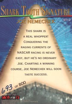 1997 Wheels Race Sharks - Shark Tooth Signatures #ST12 Joe Nemechek Back