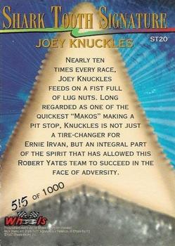 1997 Wheels Race Sharks - Shark Tooth Signatures #ST20 Joey Knuckles Back