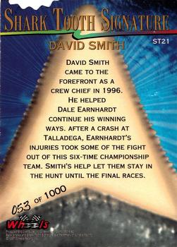 1997 Wheels Race Sharks - Shark Tooth Signatures First Bite #ST21 David Smith Back