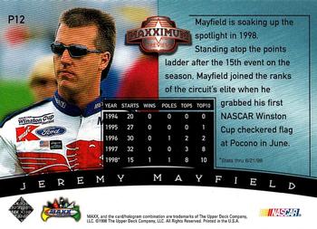 1998 Maxx 10th Anniversary - Maxximum Preview #P12 Jeremy Mayfield Back