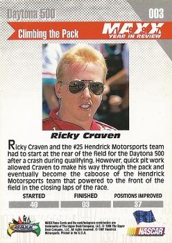 1998 Maxx 1997 Year In Review #003 Ricky Craven Back