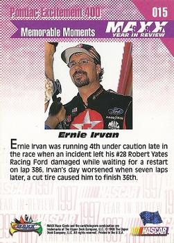 1998 Maxx 1997 Year In Review #015 Ernie Irvan Back