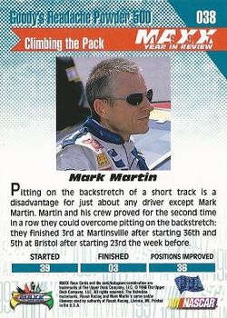 1998 Maxx 1997 Year In Review #038 Mark Martin Back