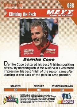 1998 Maxx 1997 Year In Review #068 Derrike Cope Back