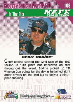 1998 Maxx 1997 Year In Review #109 Geoff Bodine Back