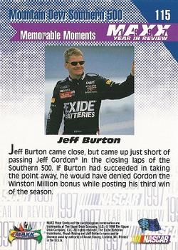 1998 Maxx 1997 Year In Review #115 Jeff Burton Back