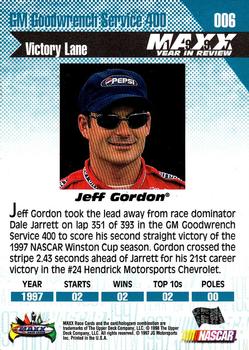 1998 Maxx 1997 Year In Review #006 Jeff Gordon Back