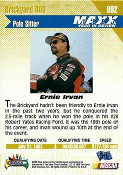 1998 Maxx 1997 Year In Review #092 Ernie Irvan Back