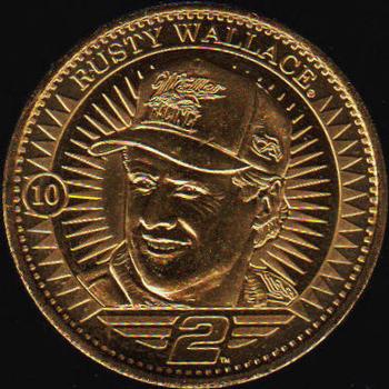 1998 Pinnacle Mint Collection - Coins: Gold Plate Artist Proof #10 Rusty Wallace Front