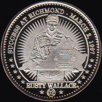 1998 Pinnacle Mint Collection - Coins: Fine Silver (Solid Silver) #02 Rusty Wallace Front