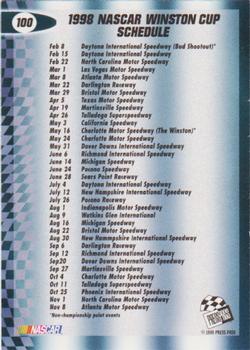 1998 Press Pass - Oil Slicks #100 Checklist / WC Schedule Back