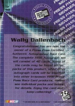 1998 Press Pass - Signings #20 Wally Dallenbach Back