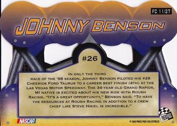 1998 Press Pass Premium - Flag Chasers #FC 11 Johnny Benson Back