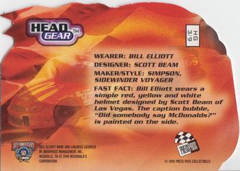 1998 Press Pass VIP - Head Gear Die Cuts #HG 3 Bill Elliott Back