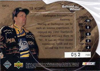 1998 SP Authentic - Behind the Wheel Die Cuts #BW11 Ted Musgrave Back