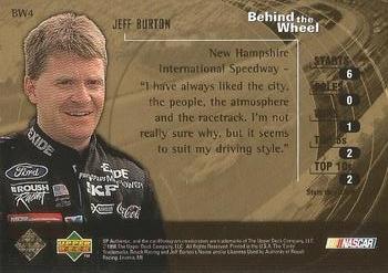 1998 SP Authentic - Behind the Wheel Gold #BW4 Jeff Burton Back