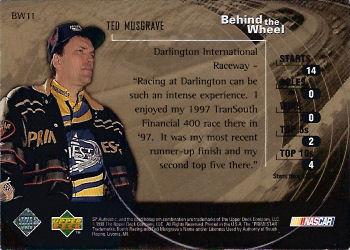 1998 SP Authentic - Behind the Wheel Gold #BW11 Ted Musgrave Back