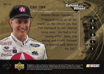1998 SP Authentic - Behind the Wheel Gold #BW19 Kenny Irwin Jr. Back