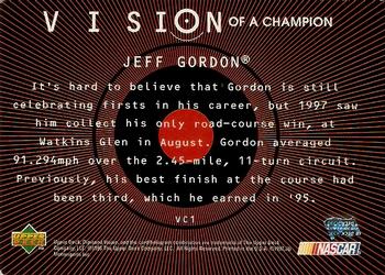 1997 Upper Deck Diamond Vision - Vision of a Champion #VC1 Jeff Gordon Back