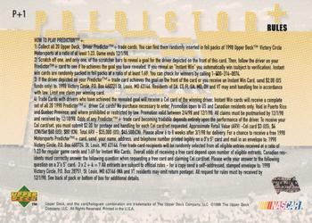 1998 Upper Deck Victory Circle - Predictor Plus #P+1 Ernie Irvan Back