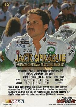 1998 Wheels High Gear - First Gear #43 Jack Sprague Back