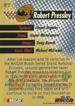 1998 Wheels High Gear - First Gear #57 Robert Pressley Back