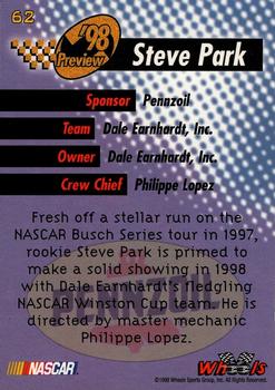 1998 Wheels High Gear - First Gear #62 Steve Park Back