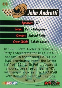 1998 Wheels High Gear - First Gear #63 John Andretti Back