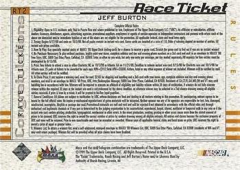 1999 Maxx - Race Ticket #RT2 Jeff Burton's Car Back