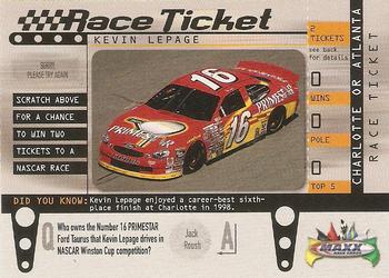 1999 Maxx - Race Ticket #RT9 Kevin Lepage's Car Front