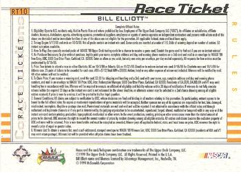 1999 Maxx - Race Ticket #RT10 Bill Elliott's Car Back